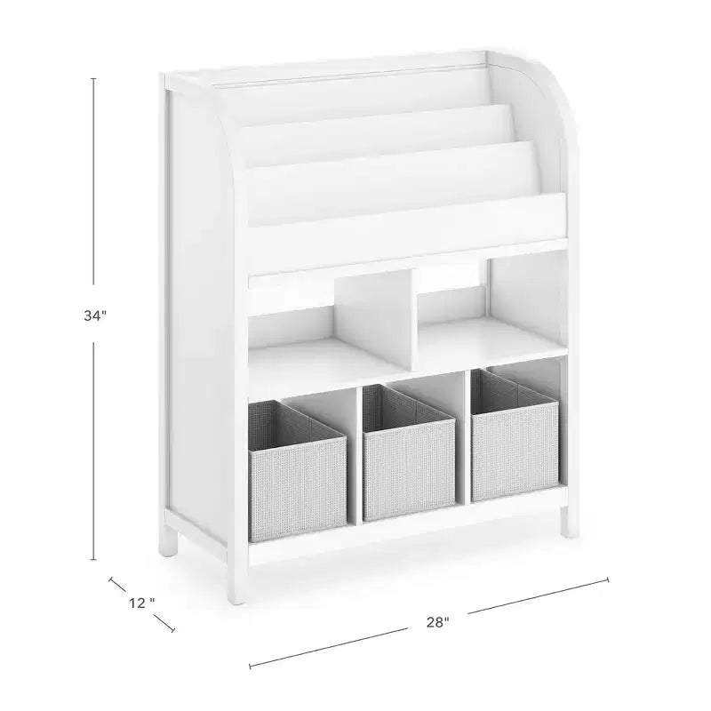 Livre et Bac de Rangement : Étagère à Livres pour Enfants avec Présentoir et Bacs en Tissu