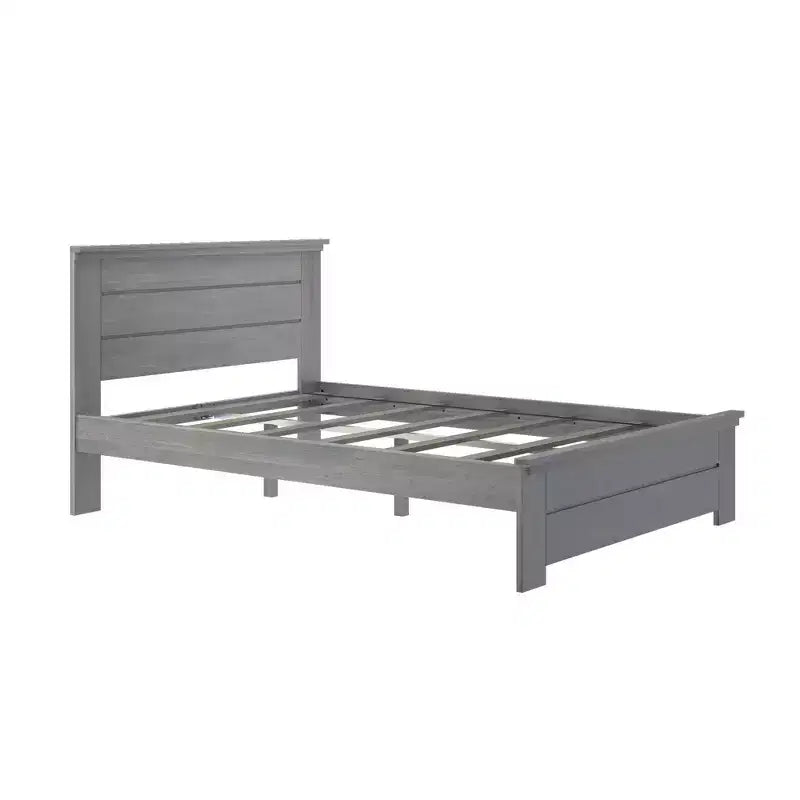 Lit de style ferme avec tête de lit à panneaux Lit plate-forme en bois massif