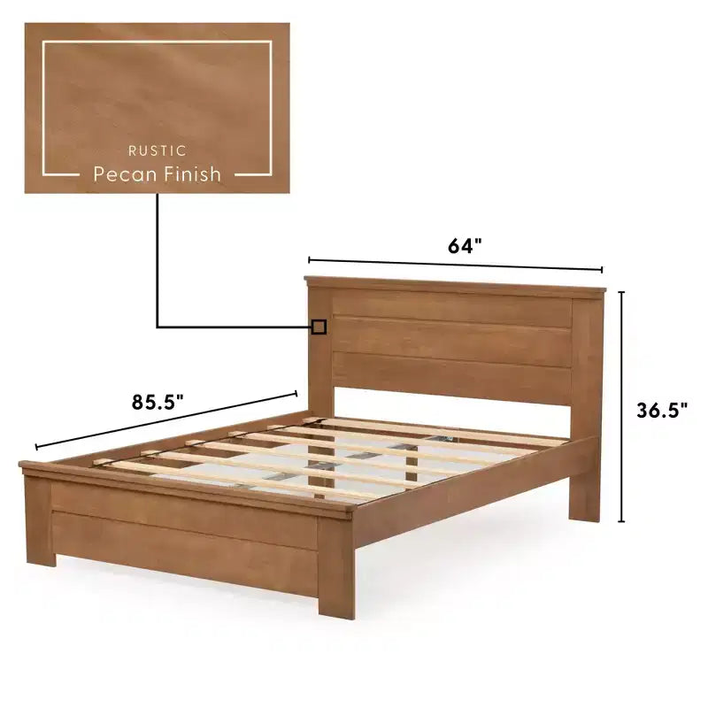 Lit de style ferme avec tête de lit à panneaux Lit plate-forme en bois massif