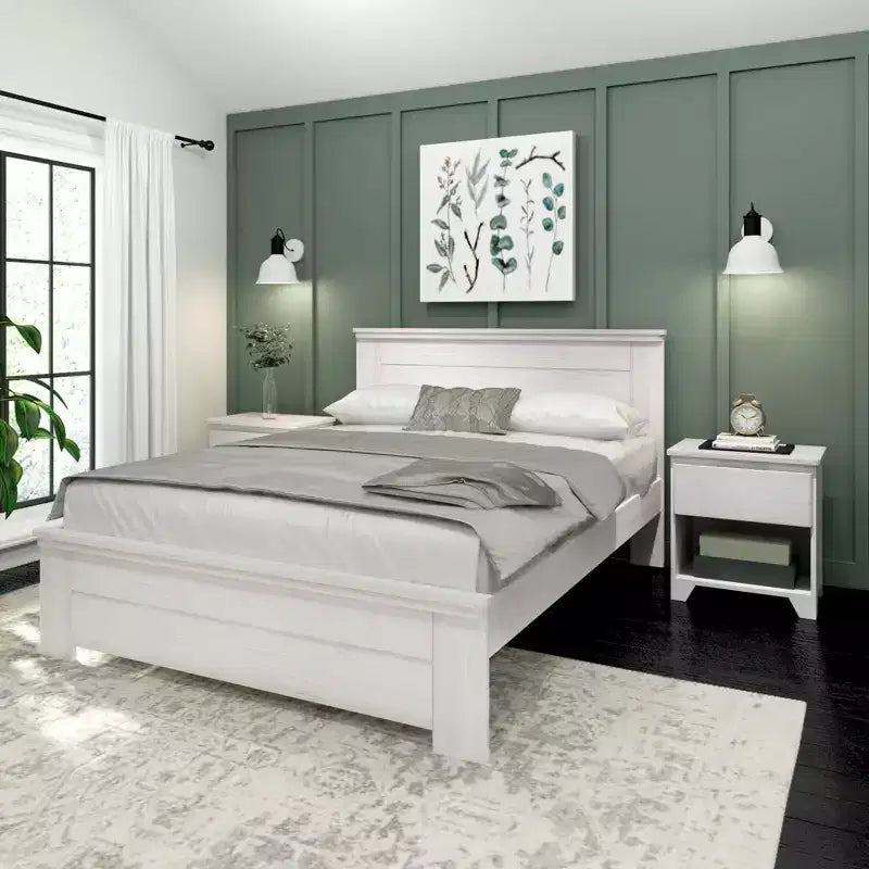 Lit de style ferme avec tête de lit à panneaux Lit plate-forme en bois massif
