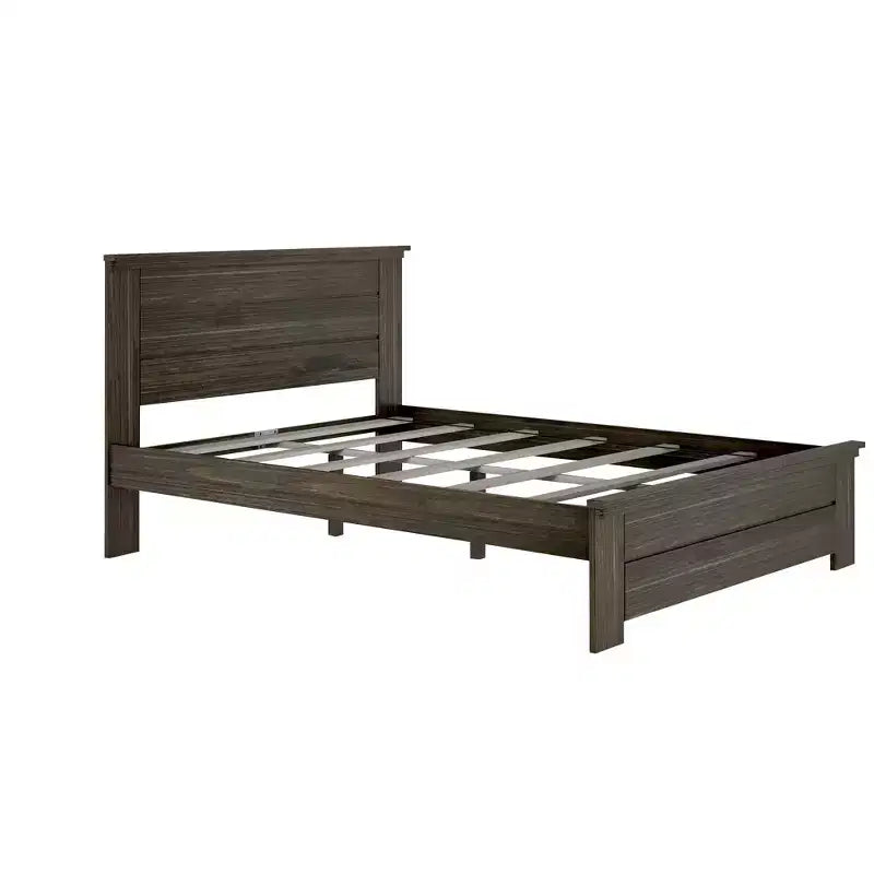 Lit de style ferme avec tête de lit à panneaux Lit plate-forme en bois massif