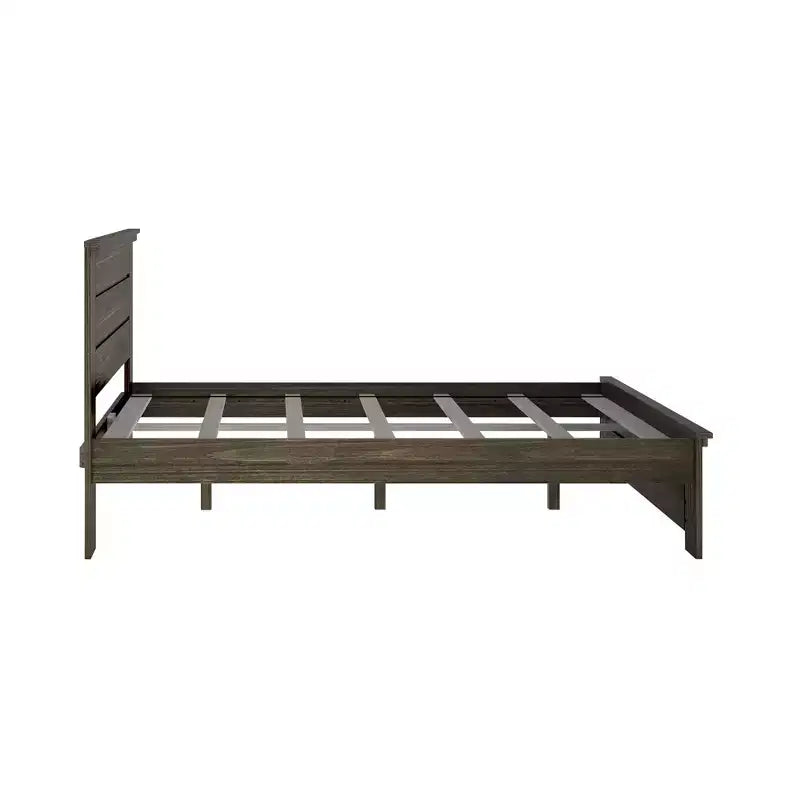 Lit de style ferme avec tête de lit à panneaux Lit plate-forme en bois massif