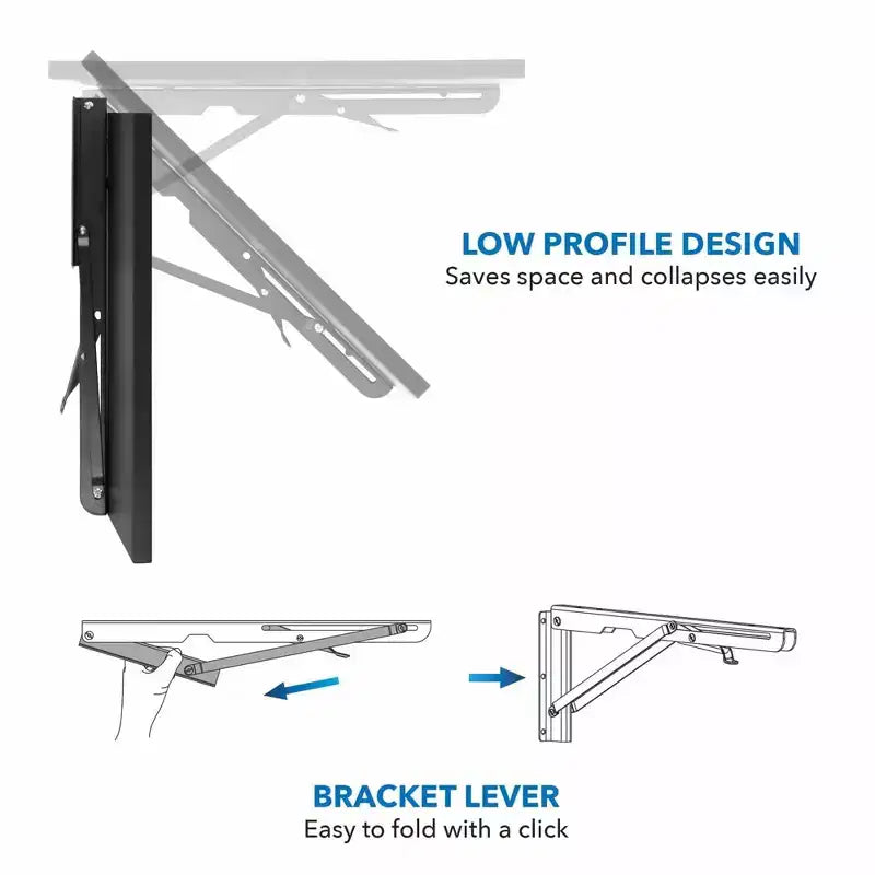 Table pliante murale rabattable robuste pour cuisine, bureau, buanderie, garage, sous-sol