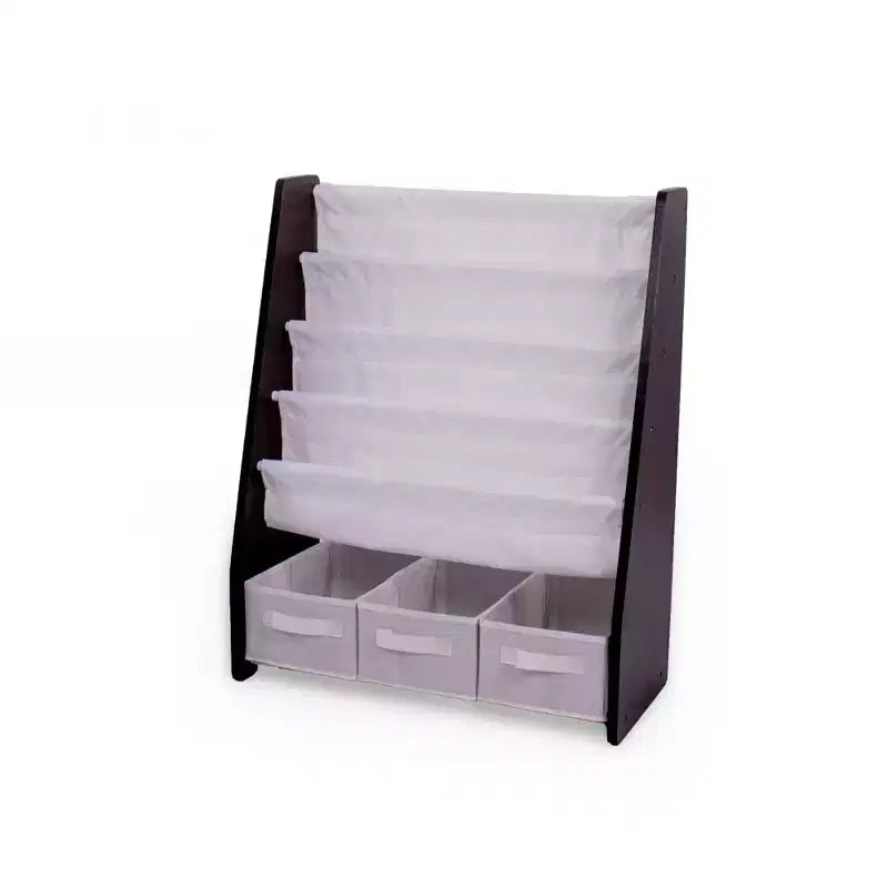 Étagère à livres 4 niveaux pour enfants avec bacs de rangement en tissu