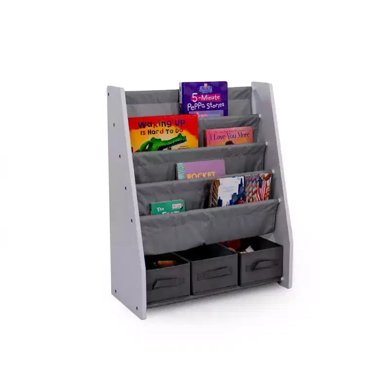 Étagère à livres 4 niveaux pour enfants avec bacs de rangement en tissu