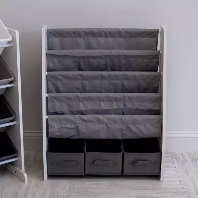 Étagère à livres 4 niveaux pour enfants avec bacs de rangement en tissu