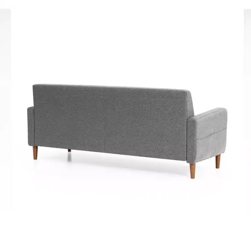 Canapé milieu de siècle moderne avec poches accoudoirs en tissu lin capitonné - Mellow