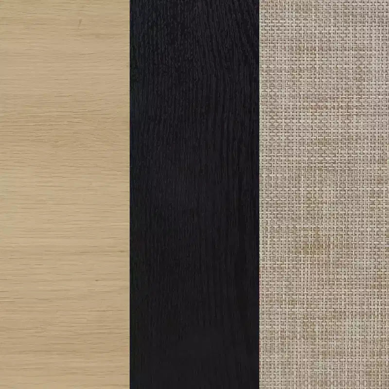 Meuble de rangement en bois et rotin