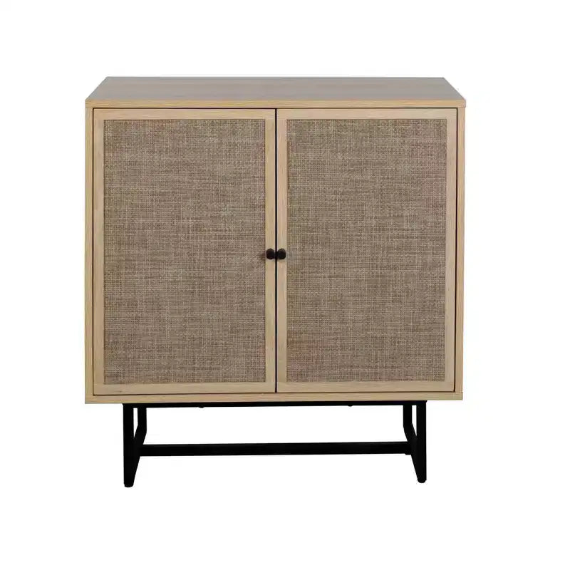 Meuble de rangement en bois et rotin