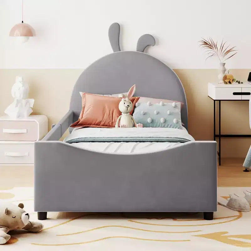Lit de repos rembourré simple avec tête de lit en forme d'oreilles de lapin