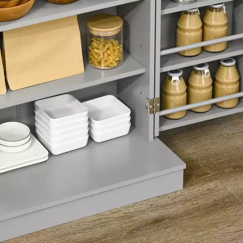 HOMCOM Armoire de cuisine 41, 2 portes, 5 étagères de rangement, 12 casiers à épices et étagères réglables pour salle à manger