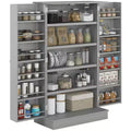 HOMCOM 41 Kitchen Pantry 2-Door Kitchen Cabinet with 5-tier Storage Shelving 12 Spice Racks and Adjustable Shelves for Dining Room