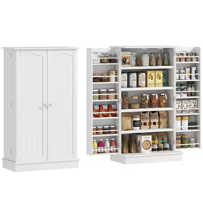 HOMCOM Armoire de cuisine 41, 2 portes, 5 étagères de rangement, 12 casiers à épices et étagères réglables pour salle à manger