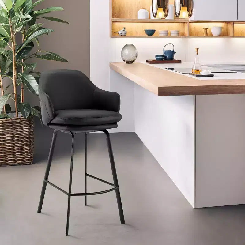 Tabouret de bar réglable en similicuir et métal