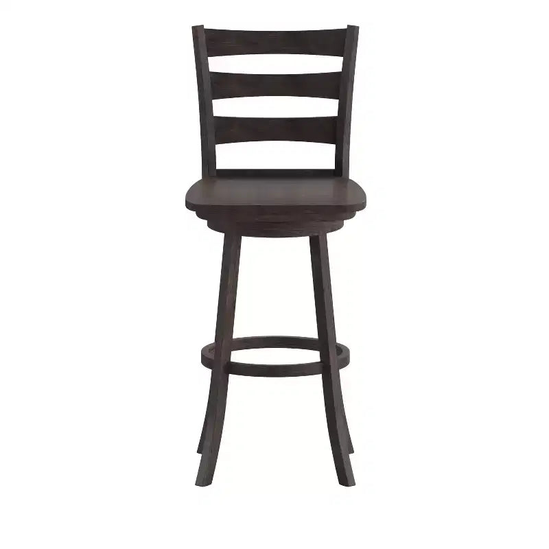 Tabouret de bar pivotant classique en bois à dossier échelle, de qualité commerciale, avec assise en bois massif
