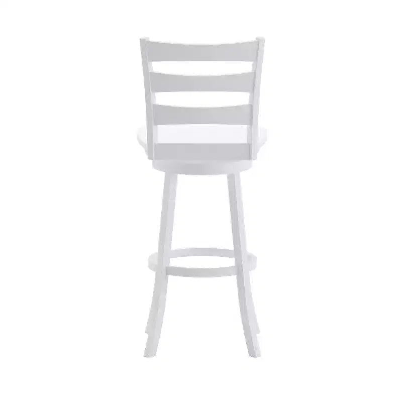 Tabouret de bar pivotant classique en bois à dossier échelle, de qualité commerciale, avec assise en bois massif