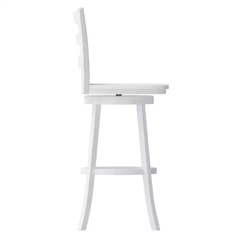 Tabouret de bar pivotant classique en bois à dossier échelle, de qualité commerciale, avec assise en bois massif
