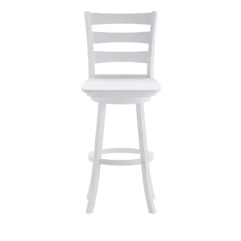 Tabouret de bar pivotant classique en bois à dossier échelle, de qualité commerciale, avec assise en bois massif