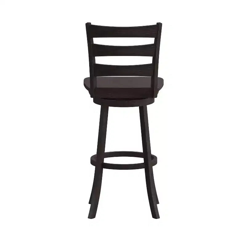 Tabouret de bar pivotant classique en bois à dossier échelle, de qualité commerciale, avec assise en bois massif
