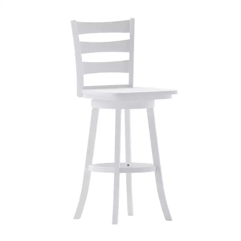 Tabouret de bar pivotant classique en bois à dossier échelle, de qualité commerciale, avec assise en bois massif