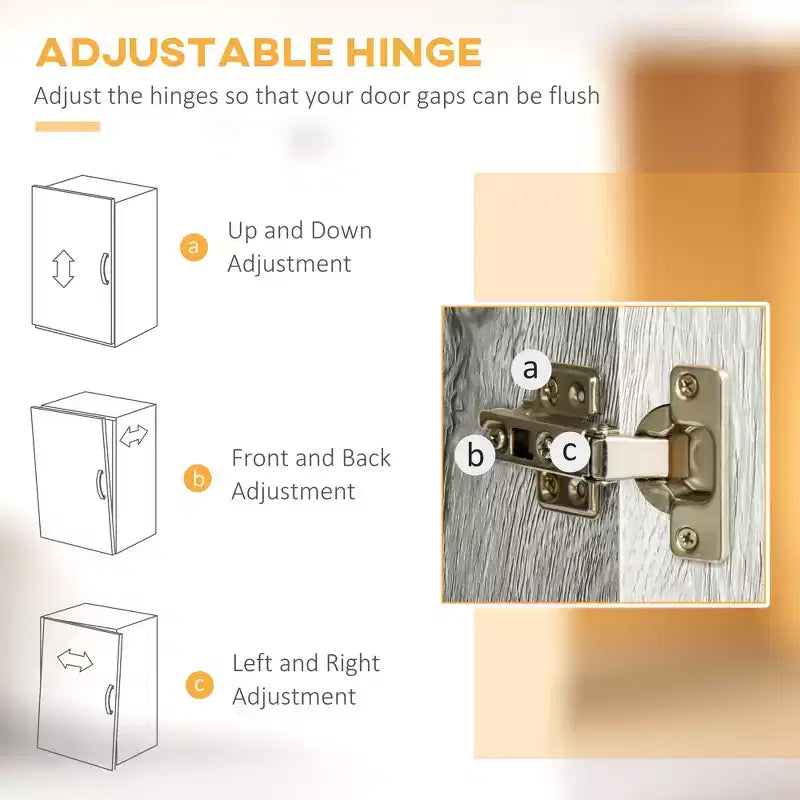 Buffet de cuisine avec huche, armoire de rangement avec 4 étagères, tiroirs, portes vitrées encadrées, espace micro-ondes ouvert