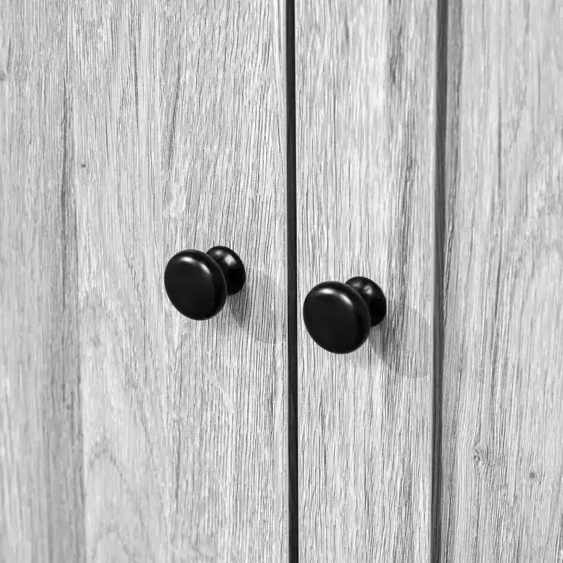 Buffet de cuisine avec huche, armoire de rangement avec 4 étagères, tiroirs, portes vitrées encadrées, espace micro-ondes ouvert