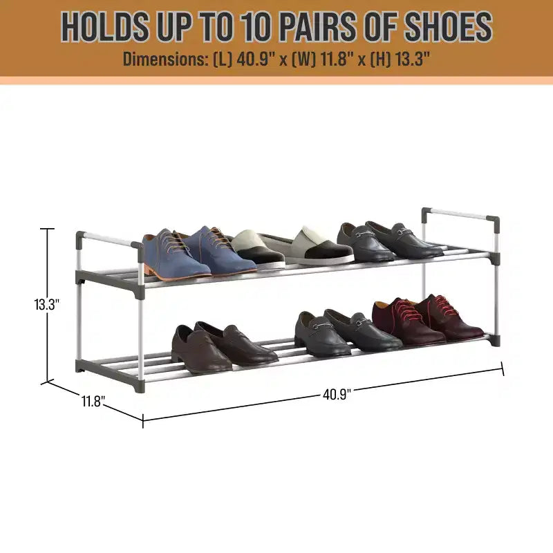 Étagère à chaussures 2 niveaux pour 10 paires Blanche