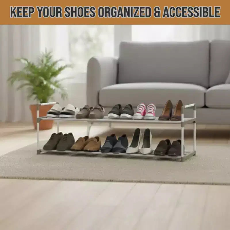 Étagère à chaussures 2 niveaux pour 10 paires Blanche