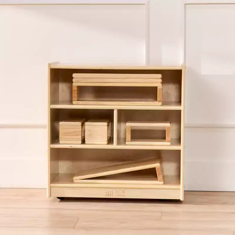 Meuble de rangement à roulettes pour blocs de construction, petit mobilier de classe