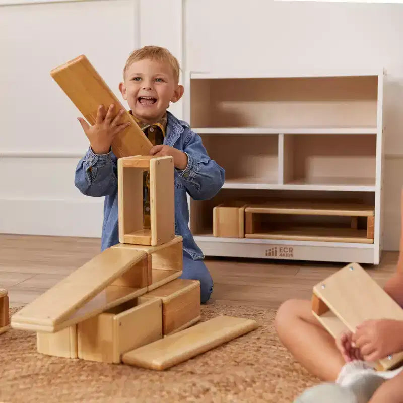 Meuble de rangement à roulettes pour blocs de construction, petit mobilier de classe
