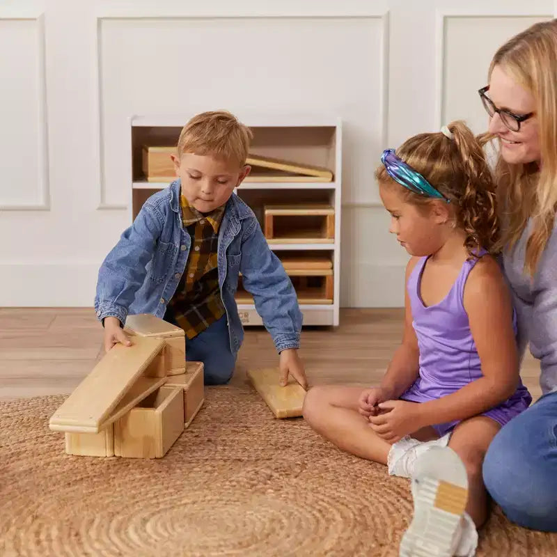 Meuble de rangement à roulettes pour blocs de construction, petit mobilier de classe