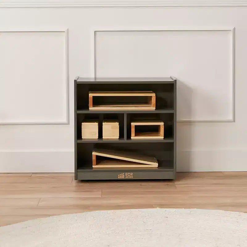 Meuble de rangement à roulettes pour blocs de construction, petit mobilier de classe