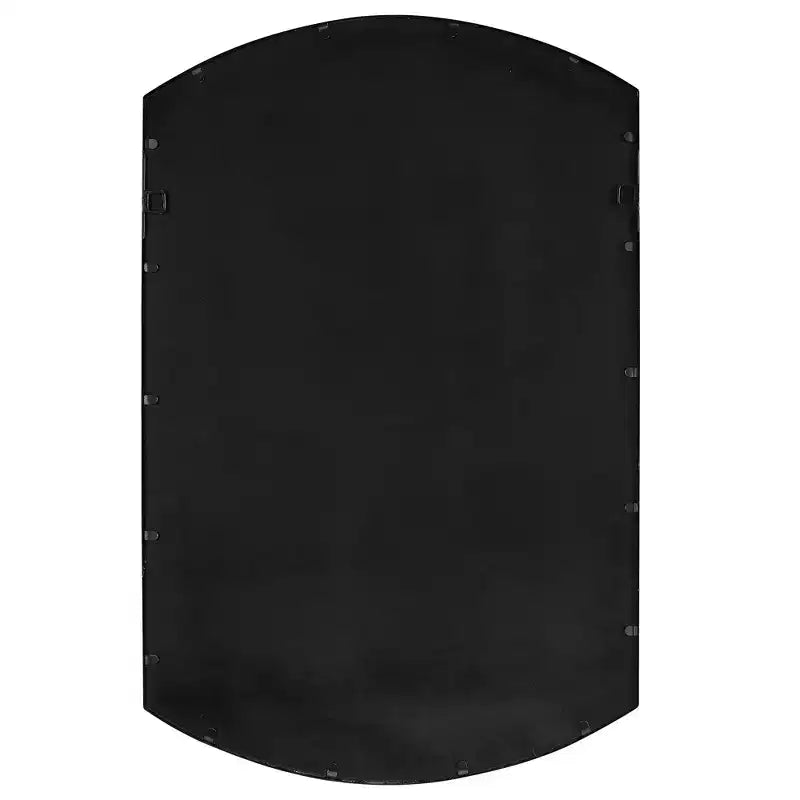 Miroir Mural Décoratif Moderne Biseauté Courbé avec Cadre en Fer Noir Satiné 61 cm de Large pour Salle de Bain Chambre Salon