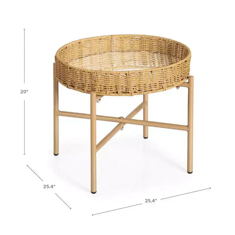 Table avec miroir en osier lavable