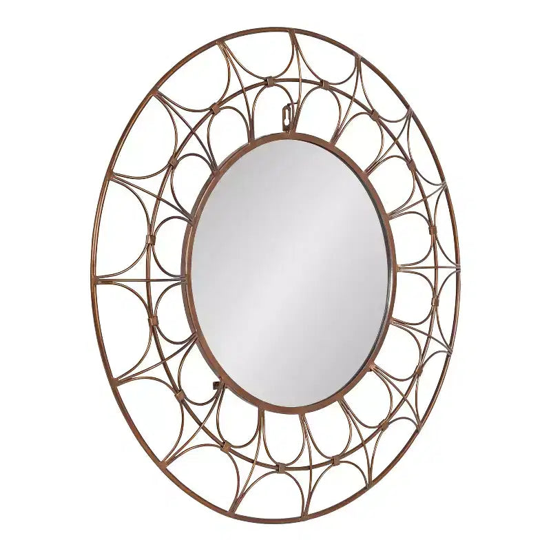 Kate and Laurel Avoca Round Metal Decorative Mirror 28 Diameter Bronze