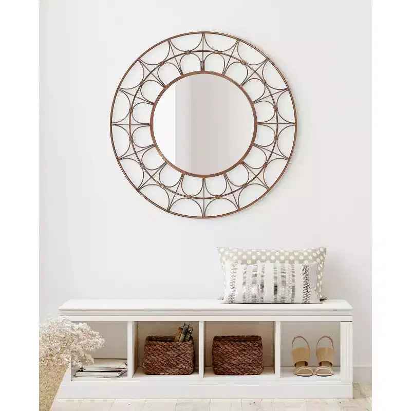 Miroir décoratif rond en métal 28 de diamètre bronze
