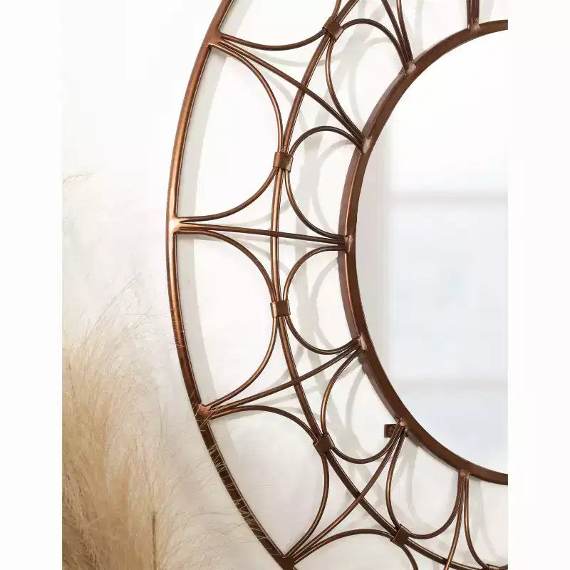 Miroir décoratif rond en métal 28 de diamètre bronze