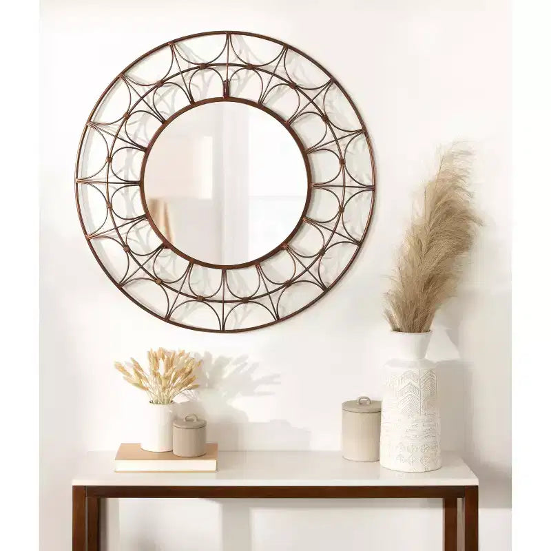 Miroir décoratif rond en métal 28 de diamètre bronze