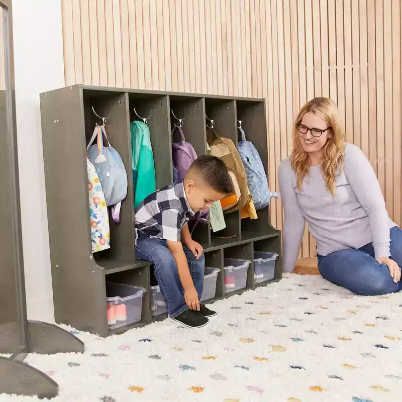 Casier à manteaux à 5 sections pour tout-petits avec banc Meubles de classe