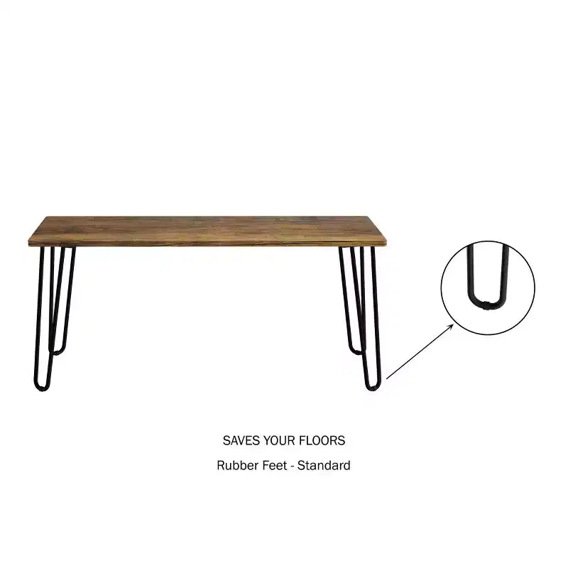 Table basse moderne Lavish Home avec pieds épingles en épingle à cheveux Style industriel moderne Effet grain de bois et accents en acier Meuble de salon