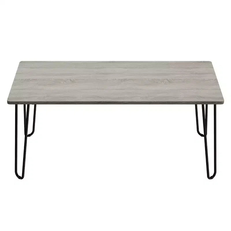 Table basse moderne Lavish Home avec pieds épingles en épingle à cheveux Style industriel moderne Effet grain de bois et accents en acier Meuble de salon