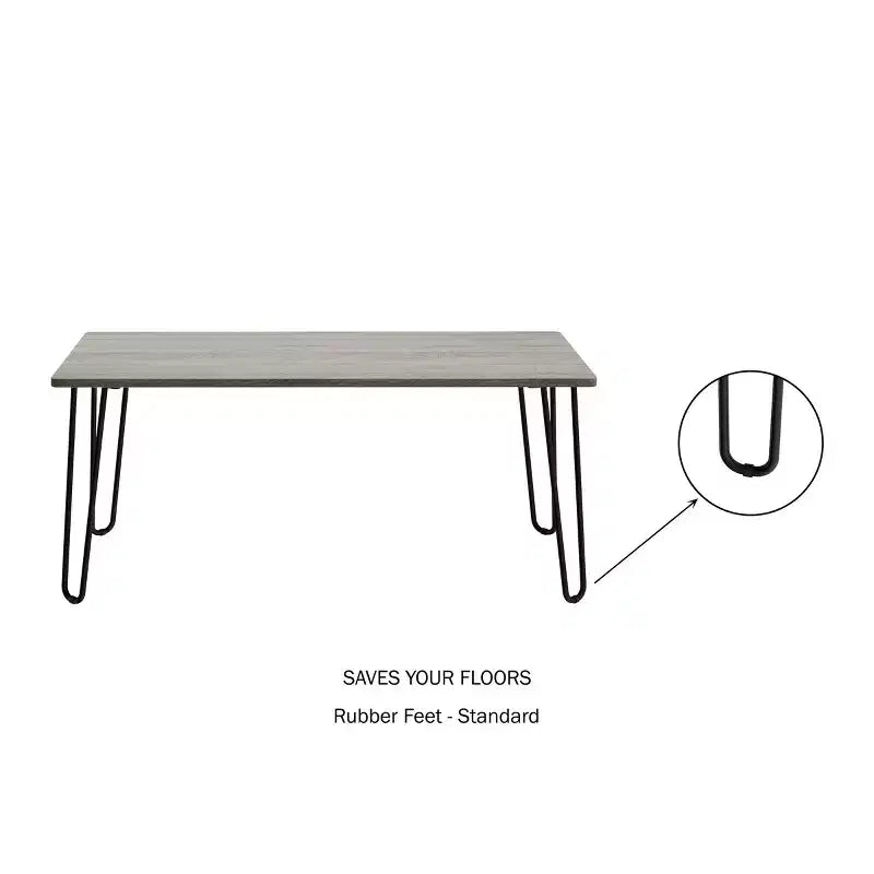 Table basse moderne Lavish Home avec pieds épingles en épingle à cheveux Style industriel moderne Effet grain de bois et accents en acier Meuble de salon