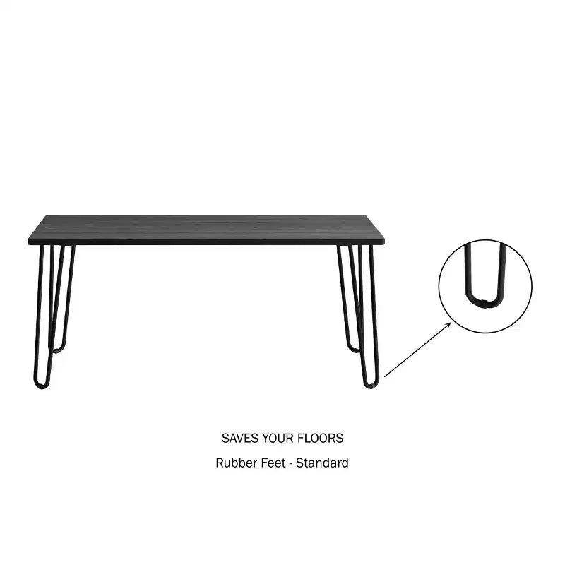 Table basse moderne Lavish Home avec pieds épingles en épingle à cheveux Style industriel moderne Effet grain de bois et accents en acier Meuble de salon