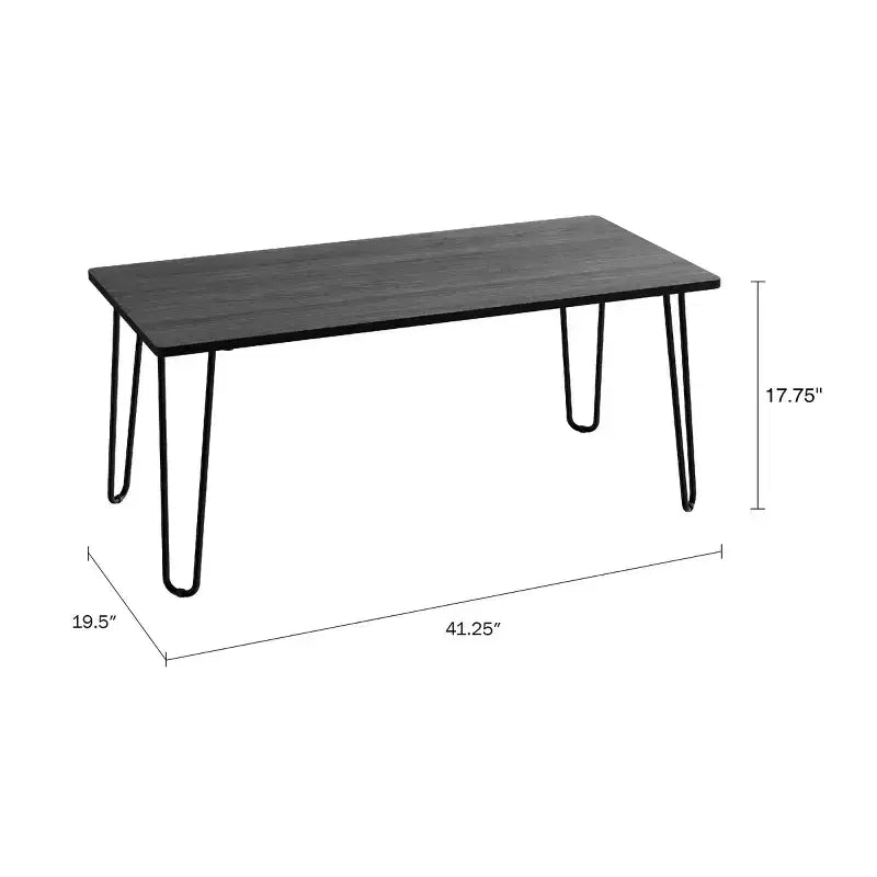 Table basse moderne Lavish Home avec pieds épingles en épingle à cheveux Style industriel moderne Effet grain de bois et accents en acier Meuble de salon