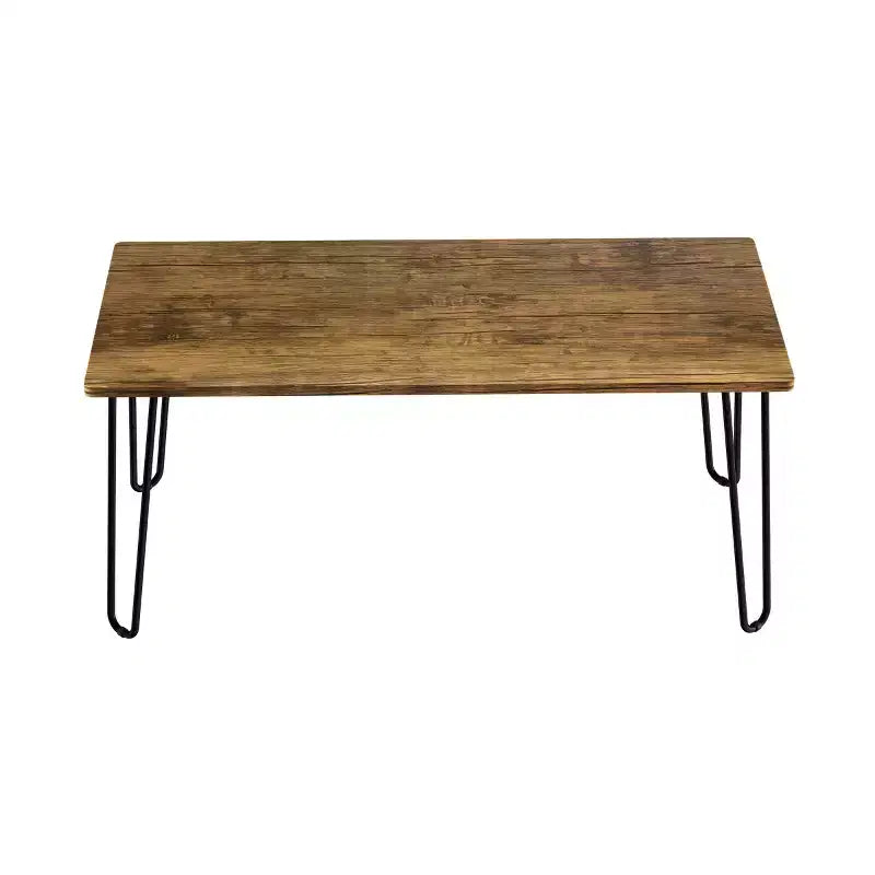 Table basse moderne Lavish Home avec pieds épingles en épingle à cheveux Style industriel moderne Effet grain de bois et accents en acier Meuble de salon