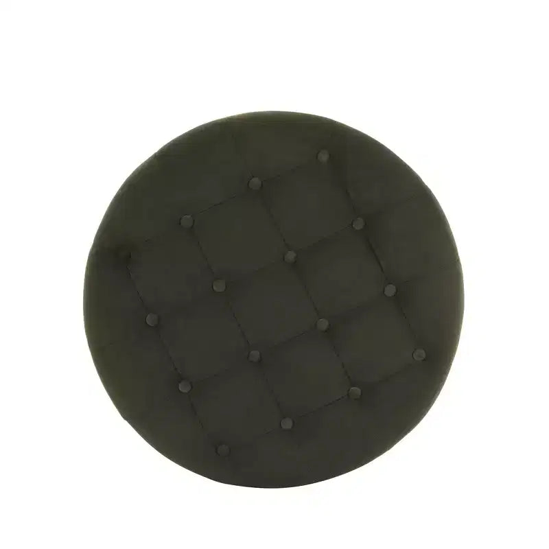 Pouffe de rangement rond capitonné en velours