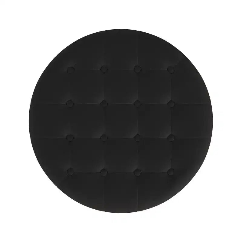Pouffe de rangement rond capitonné en velours