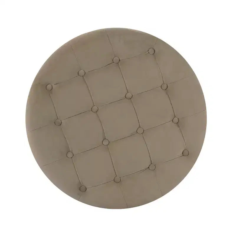 Pouffe de rangement rond capitonné en velours
