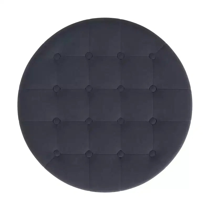 Pouffe de rangement rond capitonné en velours