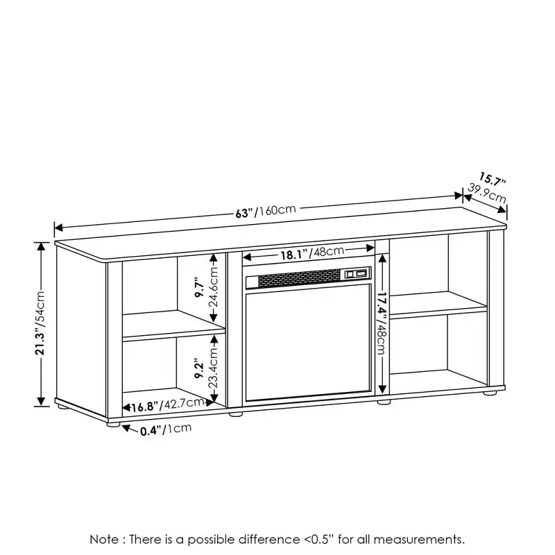 Meuble TV classique avec cheminée intégrée, console de divertissement, centre multimédia avec cheminée électrique de 18 pouces pour téléviseurs jusqu'à 70 pouces, blanc uni
